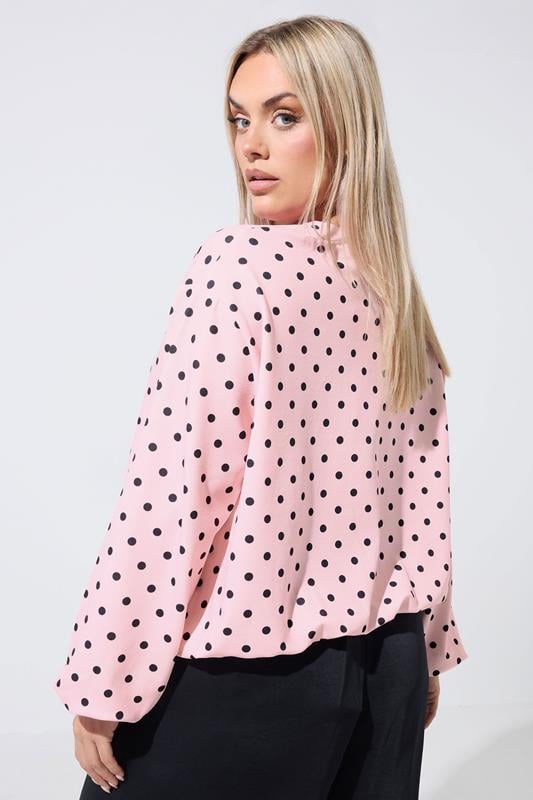 LIMITED COLLECTION Plus Size Pink Polka Dot Bomber Jacket | Yours Clothing 2