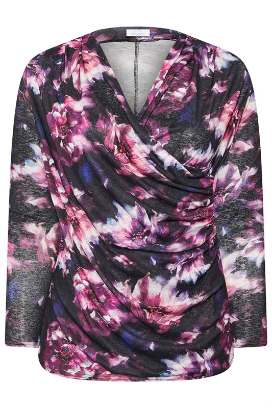 YOURS LONDON Plus Size Purple Floral Print Wrap Top | Yours Clothing 6