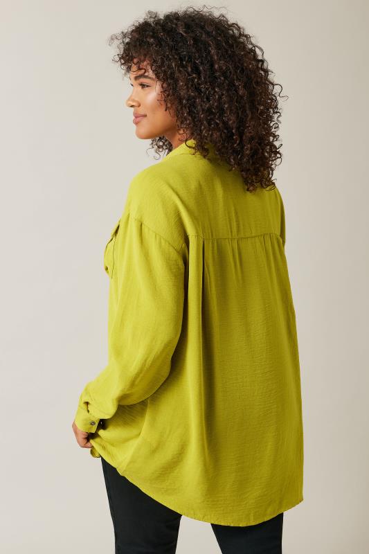 EVANS Plus Size Chartreuse Green Long Sleeve Utility Shirt | Evans  4