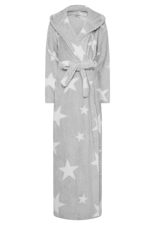 LTS Tall Grey Star Print Waffle Dressing Gown | Long Tall Sally 5