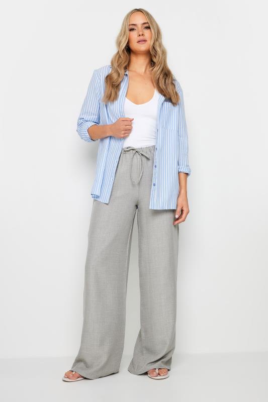 LTS Tall Women's Light Grey Textured Wide Leg Trousers | Long Tall Sally 1