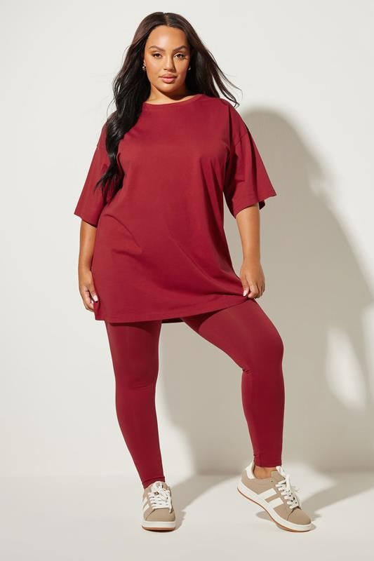 Plus Size  YOURS Curve Berry Red Leggings