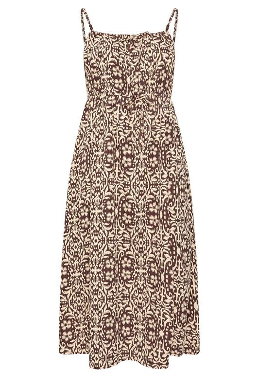 LIMITED COLLECTION Plus Size Brown Abstract Tie Strap Dress | Yours Clothing 5