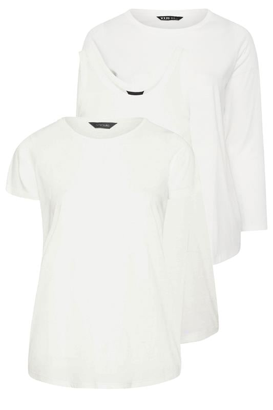 YOURS Plus Size 3 PACK White Core T-Shirt Essentials Set | Yours Clothing 1
