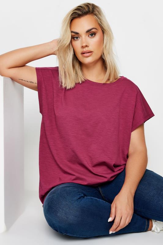 Plus Size  YOURS Curve Red Crew Neck T-Shirt