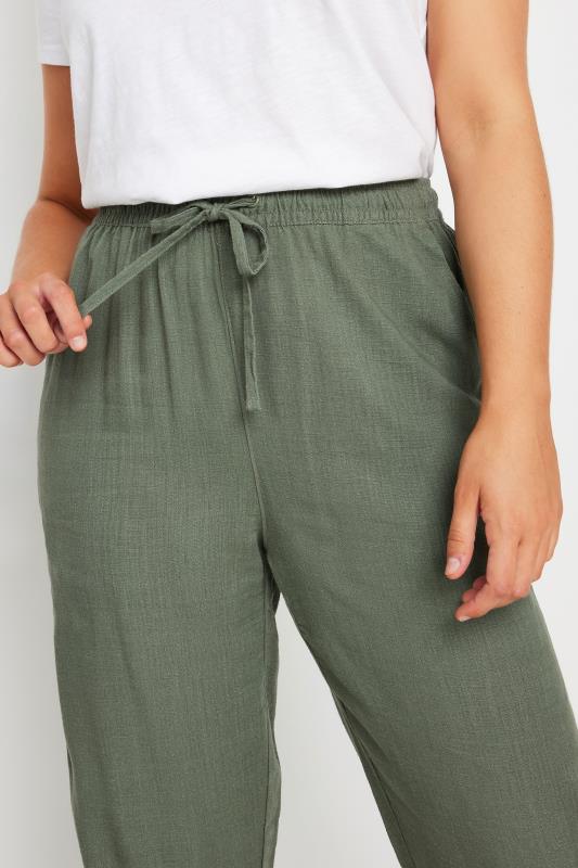 M&Co Khaki Green Linen Joggers | M&Co 4