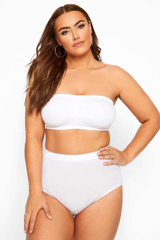  YOURS Curve White Seamless Padded Non-Wired Bandeau Bra