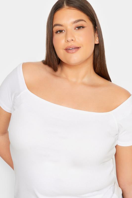 LTS Tall White Bardot Short Sleeve Top | Long Tall Sally  4