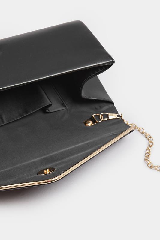 Black Faux Leather Metal Trim Clutch bag | Yours Clothing 3