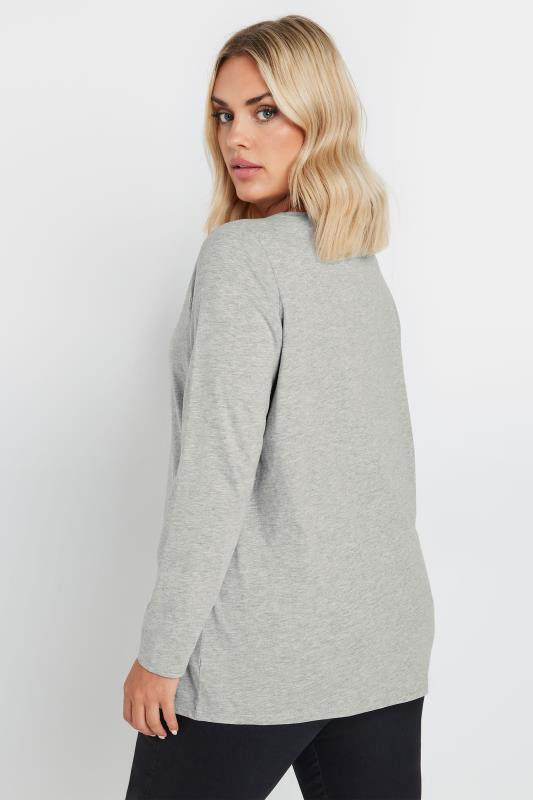 YOURS Plus Size Grey Core Long Sleeve T-Shirt | Yours Clothing 3