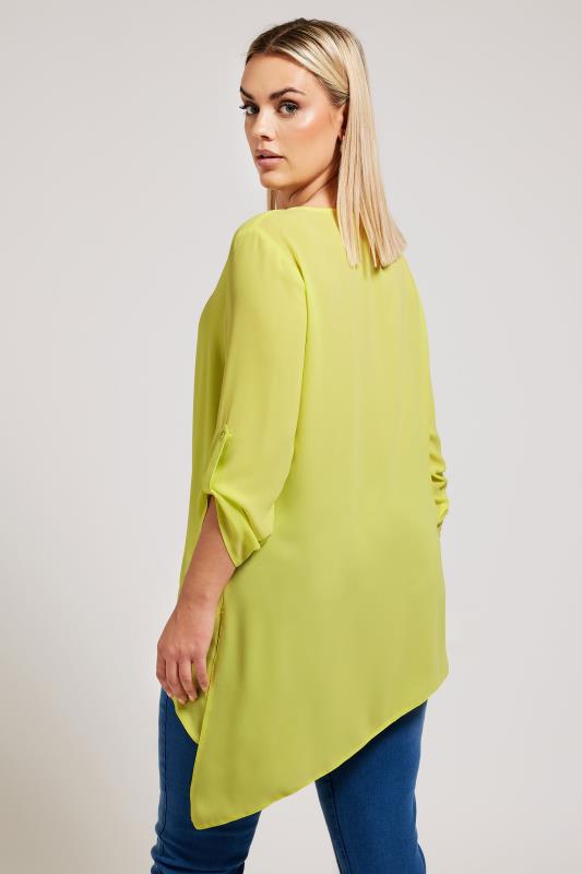 YOURS LONDON Plus Size Yellow Asymmetric Hem Blouse | Yours Clothing 3