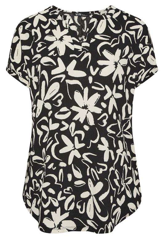 Yours Curve Floral Print Textured Notch Neck Top 5