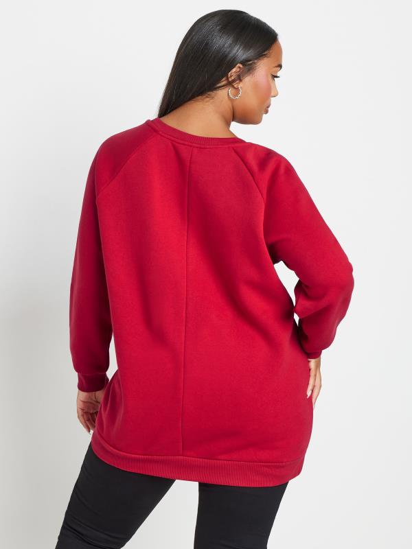 YOURS Curve Red Eyelet Detail Sweatshirt | Yours Clothing 3