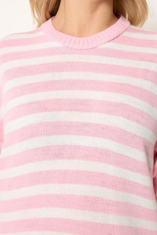 YOURS Plus Size Pink Striped Knitted Jumper | Yours Clothing 4