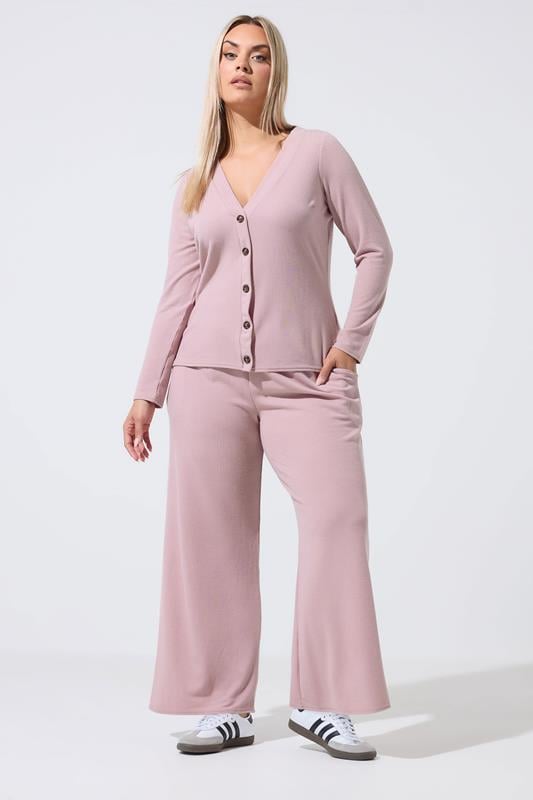  LIMITED COLLECTION Curve Pink Crinkle Wide Leg Trousers