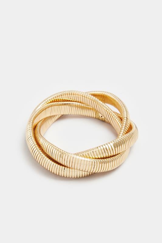 Gold Tone Stretch Twisted Bracelet