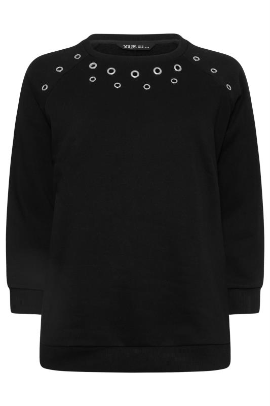 YOURS Curve Black Eyelet Detail Sweatshirt | Yours Clothing 5