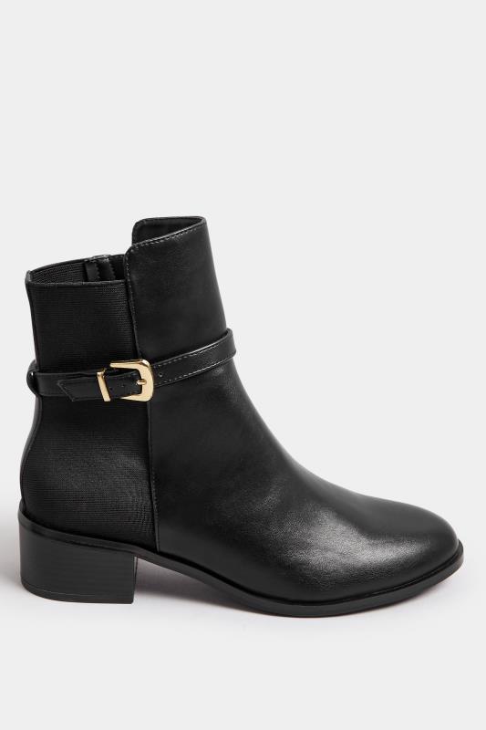 LTS Black Block Heel Buckle Ankle Boots In Standard Fit | Long Tall Sally 3