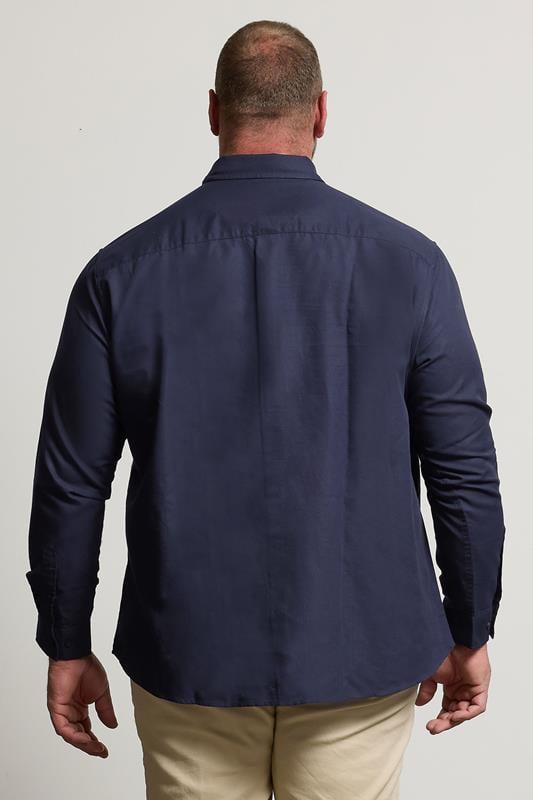 BadRhino Big & Tall Navy Blue Long Sleeve Oxford Shirt | BadRhino 3