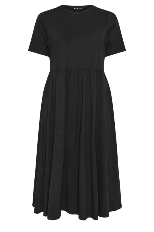 YOURS Plus Size Black Pure Cotton Midaxi Dress | Yours Clothing 5
