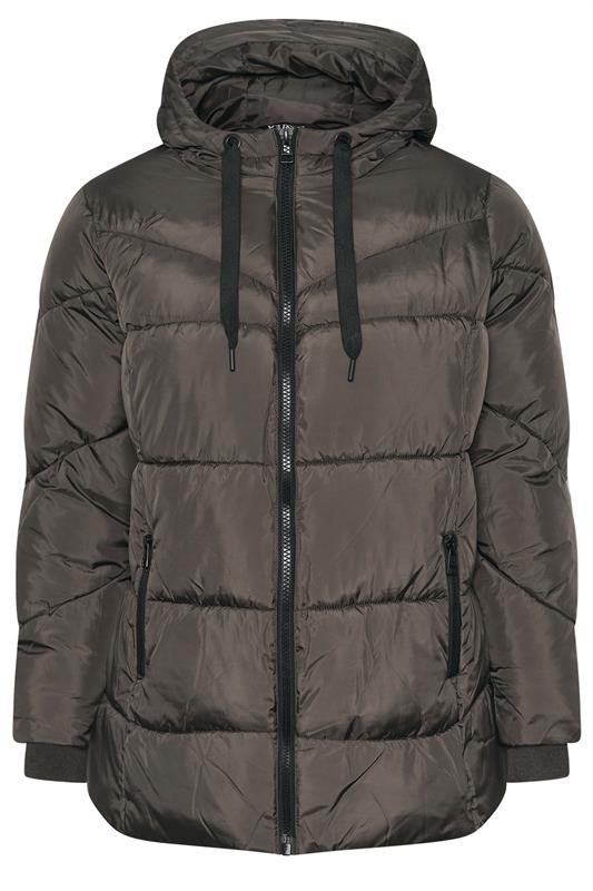 YOURS Plus Size Brown Short Padded Coat | Yours Clothing 6