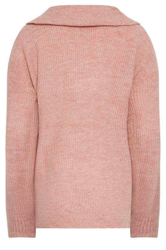 LTS Tall Women's Pink Marl Zip Funnel Neck Jumper | Long Tall Sally 7