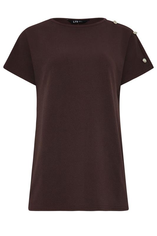 LTS Tall Brown Shoulder Button Detail Top | Long Tall Sally 5