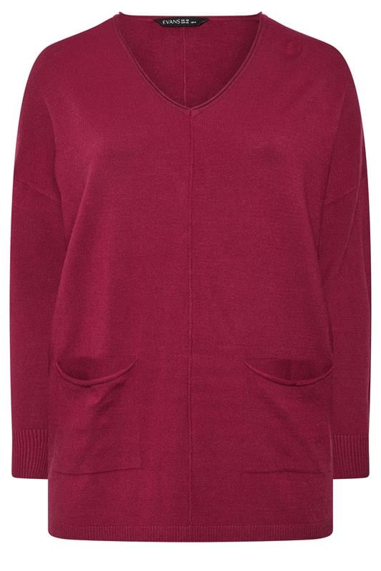  EVANS Curve Wine Red Seam Detail Jumper