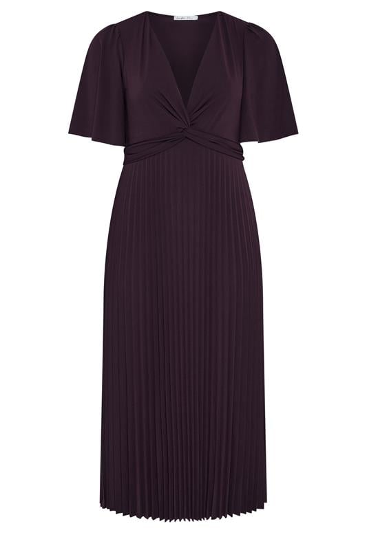 YOURS LONDON Plus Sized Dark Purple Knot Pleated Maxi Dress | Yours Clothing  6