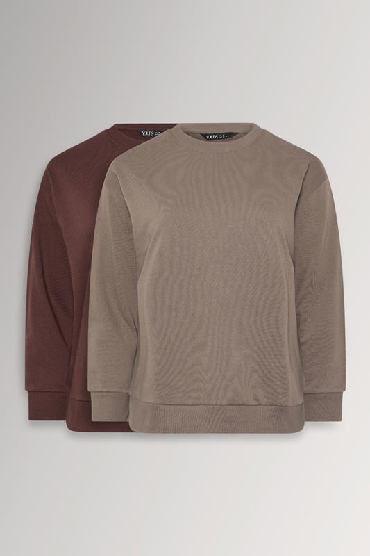 YOURSET Curve 2 PACK Chocolate Brown & Mocha Brown Sweatshirts