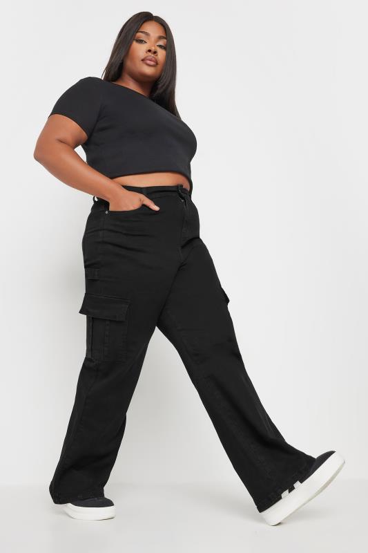 YOURS Plus Size Black Cargo Jeans | Yours Clothing  3