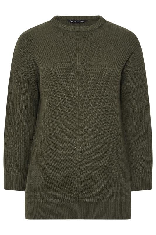 YOURS Plus Size Khaki Green Essential Knitted Jumper | Yours Clothing 5