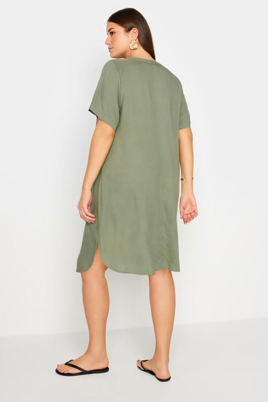 YOURS Plus Size Khaki Green Midi Tunic Dress | Yours Clothing 3