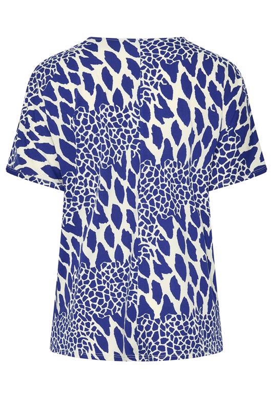 YOURS Plus Size Blue Abstract Pleat Front Top | Yours Clothing 2