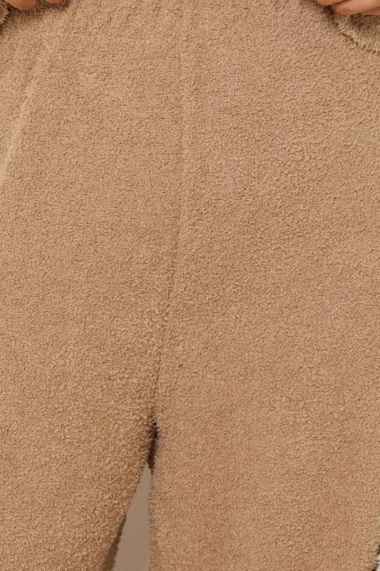 YOURS Plus Size Camel Brown Chenille Wide Leg Trousers | Yours Clothing 4
