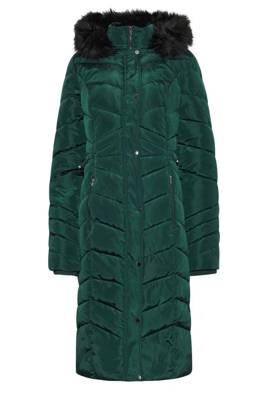 LTS Tall Women's Green Faux Fur Trim Padded Longline Coat | Long Tall Sally 5