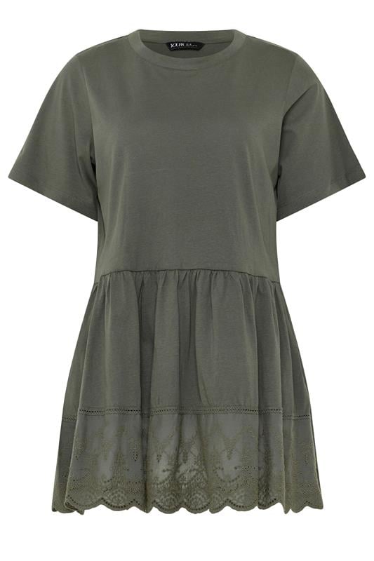 YOURS Plus Size Green Tiered Peplum Top | Yours Clothing 5