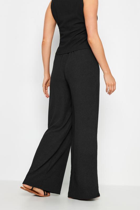 LTS Tall Black Wide Leg Textured Trousers | Long Tall Sally 3