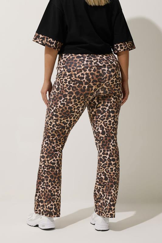 LIMITED COLLECTION Plus Size Brown Leopard Fold Over Leggings | Yours Clothing 4