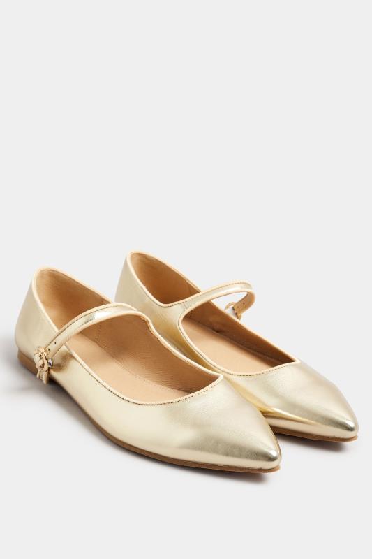 LTS Gold Mary Jane Point Flats In Standard Fit | Long Tall Sally 3