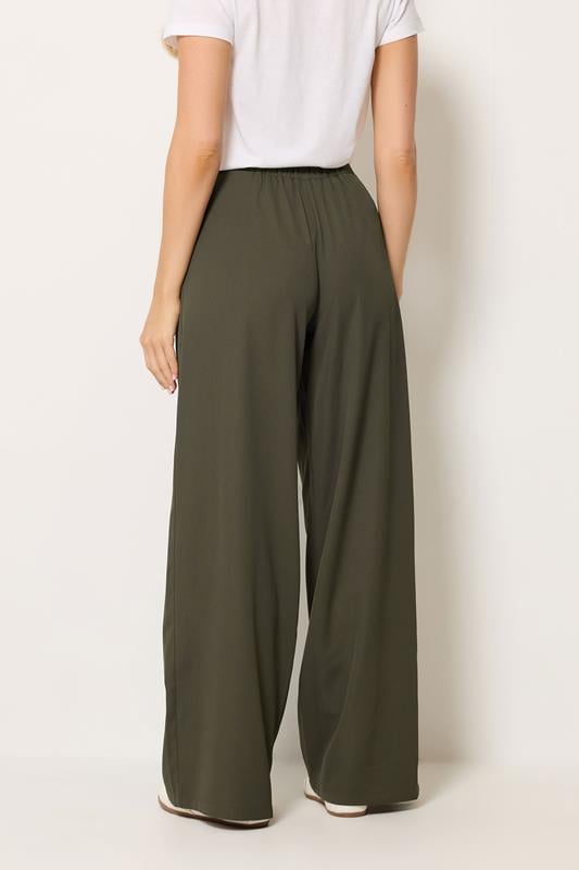 LTS Tall Women's Olive Green Pleated Wide Leg Trousers | Long Tall Sally 2