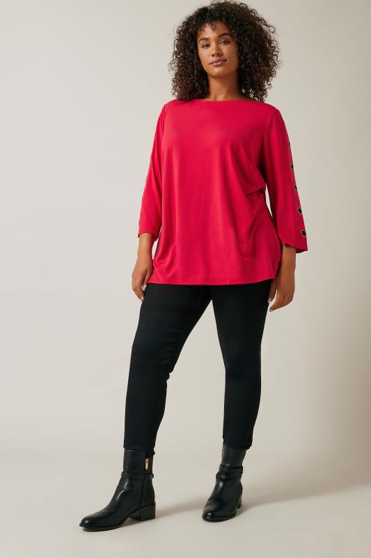 Evans Red Eyelet Sleeve Top 2