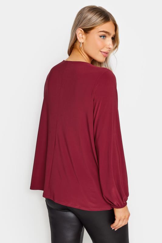 M&Co Burgundy Red Zip Front Bellow Sleeve Top | M&Co 3