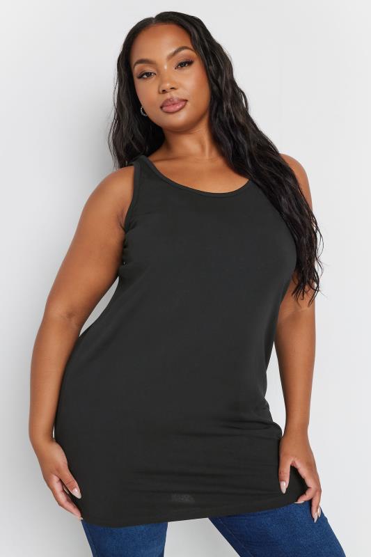 YOURS Plus Size 2 PACK Black Longline Vest Tops | Yours Clothing 5