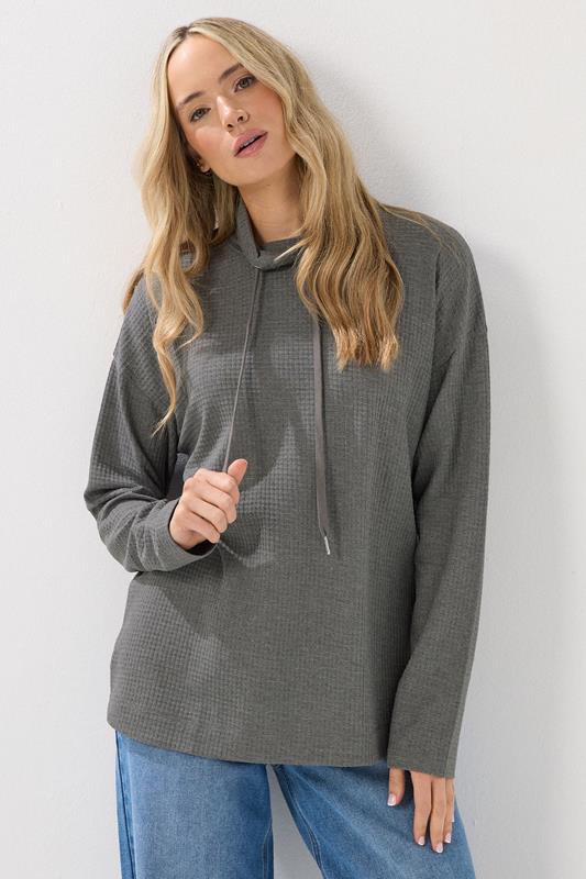 LTS Tall Charcoal Grey Waffle Lounge Top