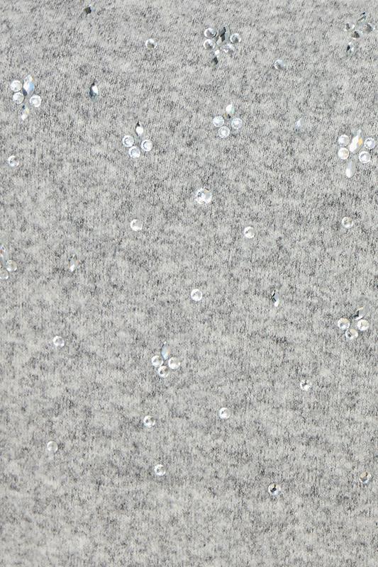 YOURS Plus Size Light Grey Diamante Embellished Jumper | Yours Clothing 4