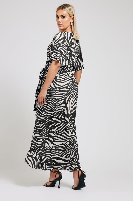 YOURS LONDON Plus Size White Zebra Print Ruffle Hem Maxi Dress | Yours Clothing 3