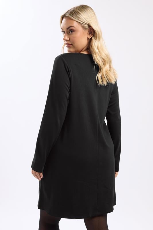YOURS Plus Size Black Bow Detail Tunic Dress | Yours Clothing 4