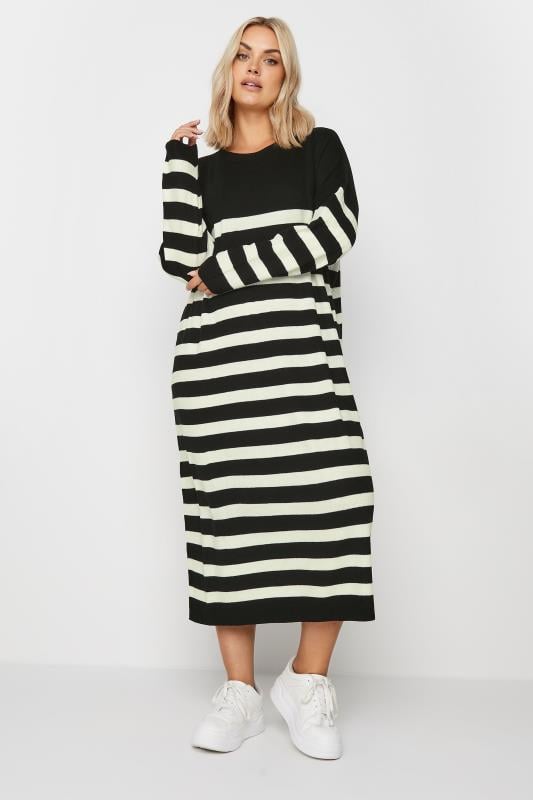 Plus Size YOURS Curve Black Stripe Jumper Dress | Yours Clothing  1