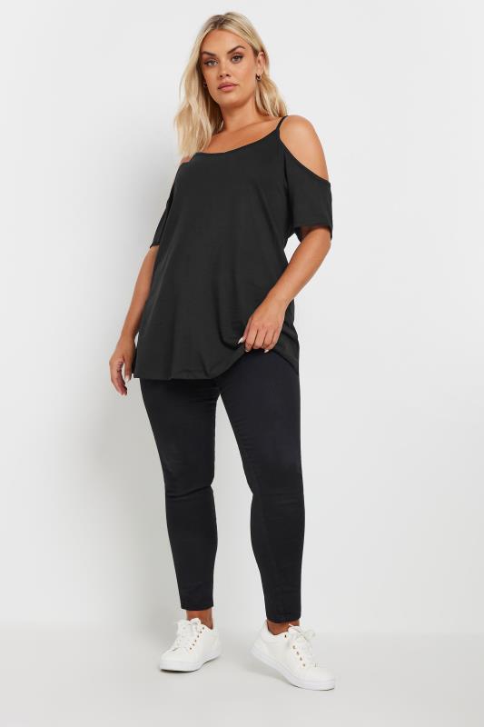 YOURS Plus Size 2 PACK Black Cold Shoulder T-Shirts| Yours Clothing  3